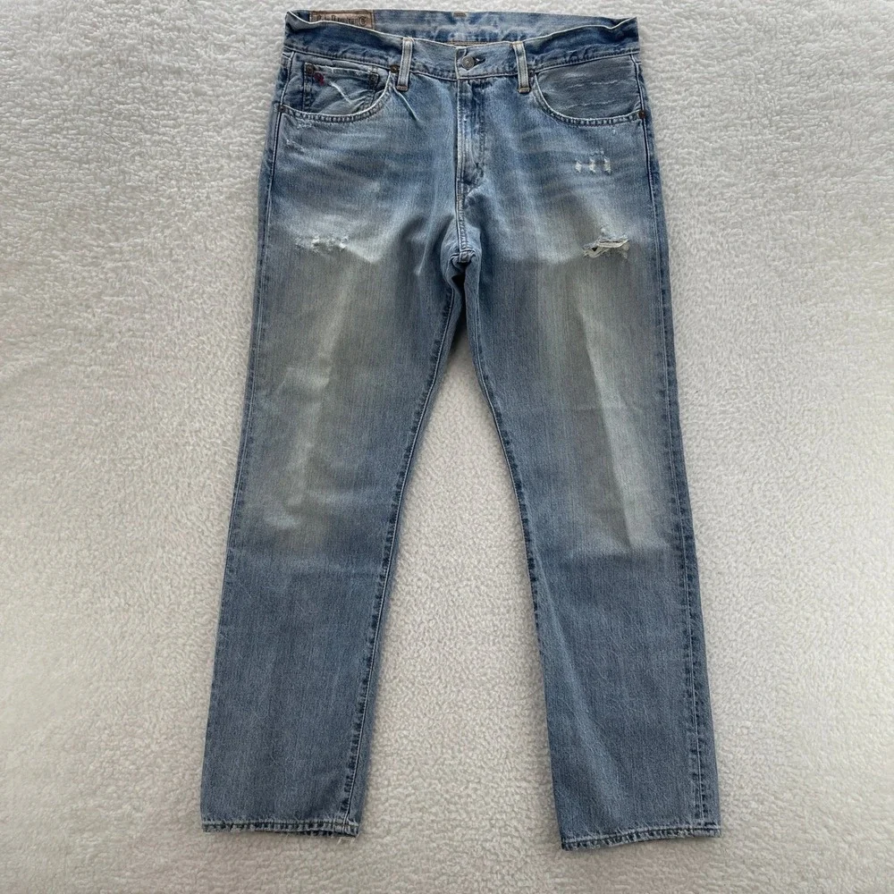 Polo Ralph Lauren Jeans Mens 34x32 Blue 867 Classic Fit Distressed Grunge Denim